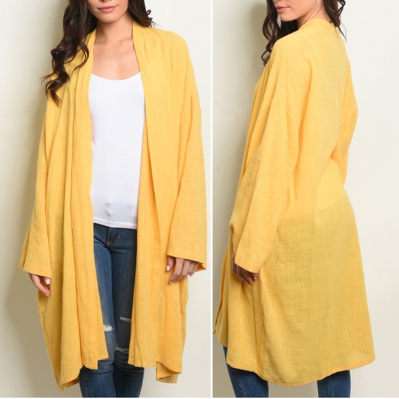 Trend Setter Diva Boutique Jackets & Blazers - Golden Yellow Kimono style Boho Cardigan